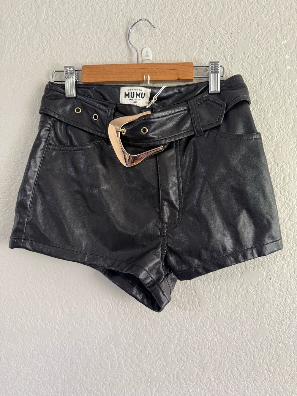 Show Me Your Mumu Asher Shorts Black Faux Leather